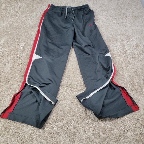 Nike Gray Red White Athletic Track Pants Kids Youth Large 14-16 Read - Picture 1 of 6